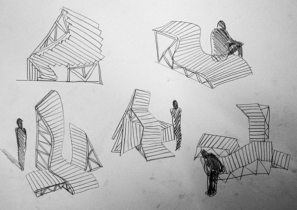 Boceto para banco de plaza